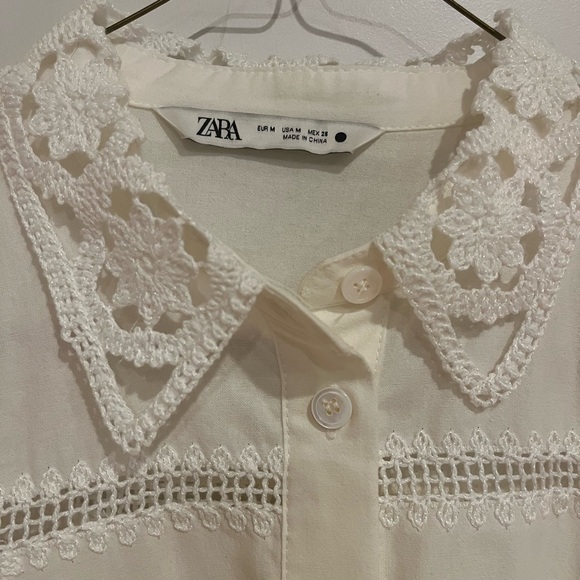 Zara women light cotton jacket with lace in white size M - Picture 4 of 4